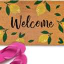 MAINEVENT Lemon Doormat, 30x17 Inch, Outdoor Rug, Yellow Coir Doormat, Hello Spring Door Mat