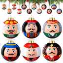 Soulchen 12 Pcs 2.36 Inch Christmas Hand Painted Nutcracker Ball Ornament for Christmas Tree Shatterproof Nutcrackers Hanging Ornament Cheer Xmas Balls Decorations Gifts for Xmas Tree Party