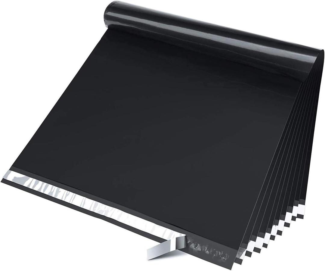 Fuxury Large Poly Mailers 24x24 50 Pack Plastic Heavy Duty Shipping Bags Envelops Self Sealing Envelopes Enhanced Durability Multipurpose Envelopes Keep Items Safe Protected,Black