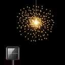 Solar Starburst Sphere Lights,200 LED Firework Light, 8 Modes Dimmable Waterproof Hanging Fairy Light, Copper Wire Lights for Patio Tent Parties Christmas -NO Remote (Warm White)
