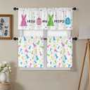 Easter Kitchen Curtains 24 Inch LengthDurable Floral Easter Kitchen Curtains 3 Piece Set, Vibrant Colors Rabbit Eggs Kitchens Window Curtain Over Sink for Kitchens Decor Blackout (54"W x 24"L (Pack of 1))