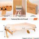 CHEERHOME PETS Cat Window Perch with Washable Bolster, Fluffy Cats Hammock Bed for Window, Adjust Wooden Seat for Kitten Bedside Windowsill, Wooden Cats Furniture(Thickened White)