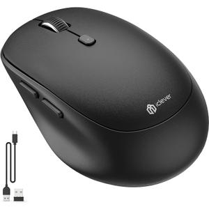 iClever MD165 Dual Mode Wireless Mouse, Bluetooth Type-C Rechargeable Mouse, 2.4G Wireless Computer Mice with USB Receiver, 3 Device Connection for Windows 7/8/10, Mac, iOS, Android