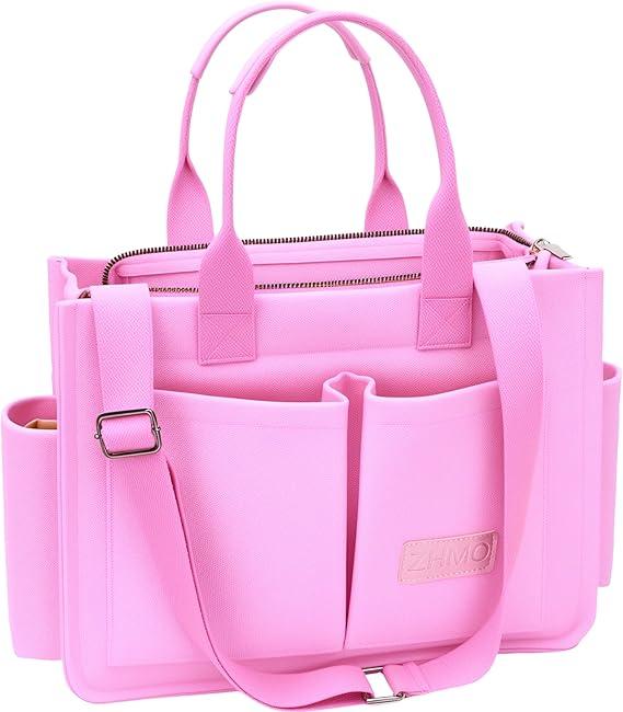 ZHMO Tote Bag for Women With Compartments,Large Canvas Totes Women's Purse Crossbody Bags Work Laptop Book Bag Shoulder Handbags