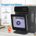 VECYS Countertop Sonic Ice Maker W/Side Tank, 33LBS Daily Ice Making Capacity, Portable Design Nugget Ice Maker Machine with Self-Clean Function, Dark Black