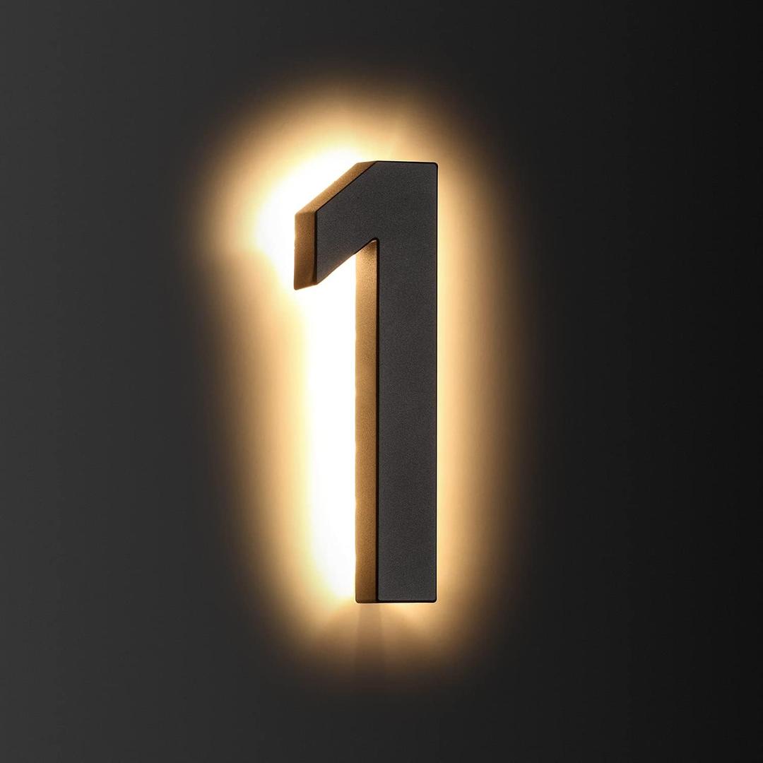 LMP 12V DC Low Voltage Led House Numbers Address Numbers 8 Inches, Modern Lighted House Numbers glow at night, Waterproof Corrosion Resistant, Easy to Install (Number 1 No Powers)