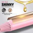 FARERY Long Barrel Curling Iron 1 Inch, Extra Long Curling Iron for Thin Hair, Infused Argan Oil & Keratin, 11 Adjustable Temp, Include Clips & Silicone Pad, Pink