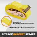 2 Pack E-Track Ratchet Straps 2" x 12' x 4,400 Strength for Cargo Tie Down in Enclosed Trailer & Van by KODIAK STRAPS