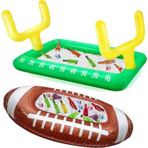Erweicet 2pcs Inflatable Football Cooler for Parties, Super Bowl Party Decorations, 51*27*21 Inch, 38850 Cubic Centimeters, Plastic, Polyethylene Insulation