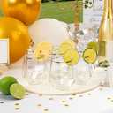 Goodluck 40 PCS Diamond Stemless Plastic Wine Whiskey Glasses, 12 Oz Disposable Cocktail Glasses, Suitable for Weddings, Birthday Parties, Family Gatherings, Bars, etc Gold rimmed cups (Clear and Gold)
