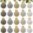 Lenwen 54 Pcs Multicolor Velvet Christmas Balls Ornaments Bulk 1.18 Inch Mini Neutral Flocked Christmas Tree Decoration Small Plastic Rustic Farmhouse Xmas Hanging Ornament for Tree Home Kitchen Decor