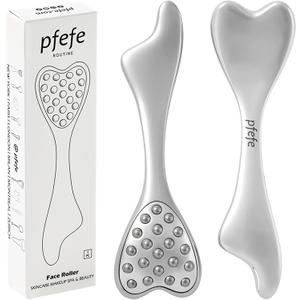 pfefe Stainless Steel Gua Sha & Face Roller, 3-in-1 Dolphin Facial Roller for Esthetician Supplies Women Gift, Skin Care Tool for Puffiness, Wrinkles, Dark Circles (1 Pc)
