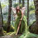 Fairy Wings for Adults Women 31.5"x29.5" Fairy Costume Set Large Butterfly Wings for Halloween Party (Brown)