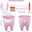 Cuffbow 17 Pcs Easter Bunny Granny Pants Yard Game Sets Granny Pink Pants Ring Toss Poms Inflatable Bunny Ears & Hoops for Adults Easter Family Party Outdoor Activities Lawn Tossing Catching