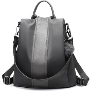 PINCNEL Women Backpack Purse Waterproof Nylon Anti-theft Rucksack Lightweight Shoulder Bag (Medium, Gray)