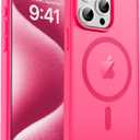 zapica Magnetic for iPhone 15 Pro Case, [Compatible with MagSafe] [Military Grade Drop Protection] Translucent Matte Shockproof Anti-Scratch Phone Cover, Hot Pink