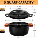 Cast Iron Dutch Oven Pot with Skillet Lid Pre-Seasoned Skillet Lid Cooking Pan PFAS-Free Umite Chef Cast Iron Skillet Cookware for Bread, Frying, Baking Dual Handles Oven, Grill, Campfire & Stovetop Safe Durable & Non-Toxic, 5QT