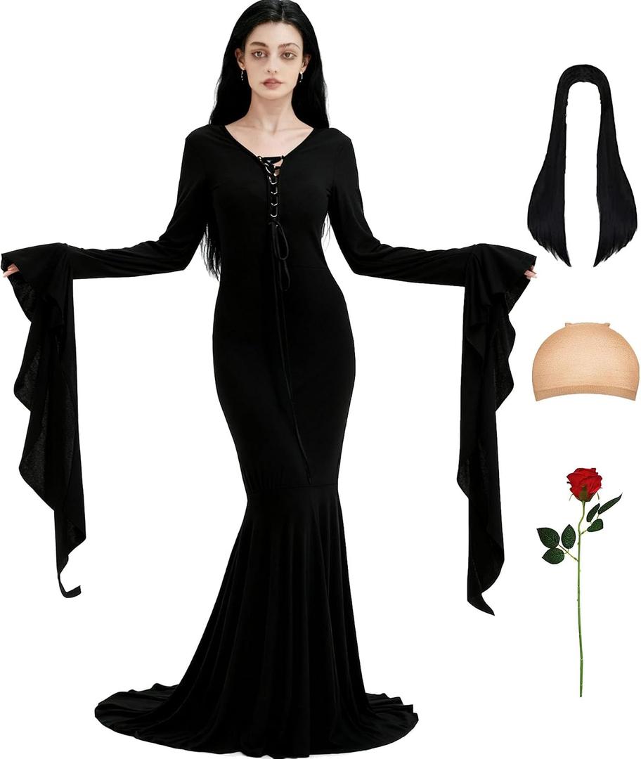 Adult Halloween Costumes 2025 Women,Couples Family Disfraz de para Mujeres for 3 4 (Black)