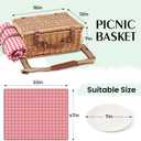 Willow Picnic Basket with Blanket for 4, Insulated Wicker Picnic Basket Set with Cooler Compartment, Plates, Wine Glasses, Cutlery & Napkins, Family Picnic Hamper for Camping, Park, Outdoor