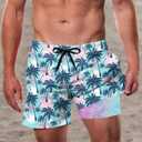 Cozople Men's Swim Trunks with Compression Liner 5.5" Inseam Quick Dry Bathing Suit Boxer Brief Lined Swim Shorts Swimwear (XXL)