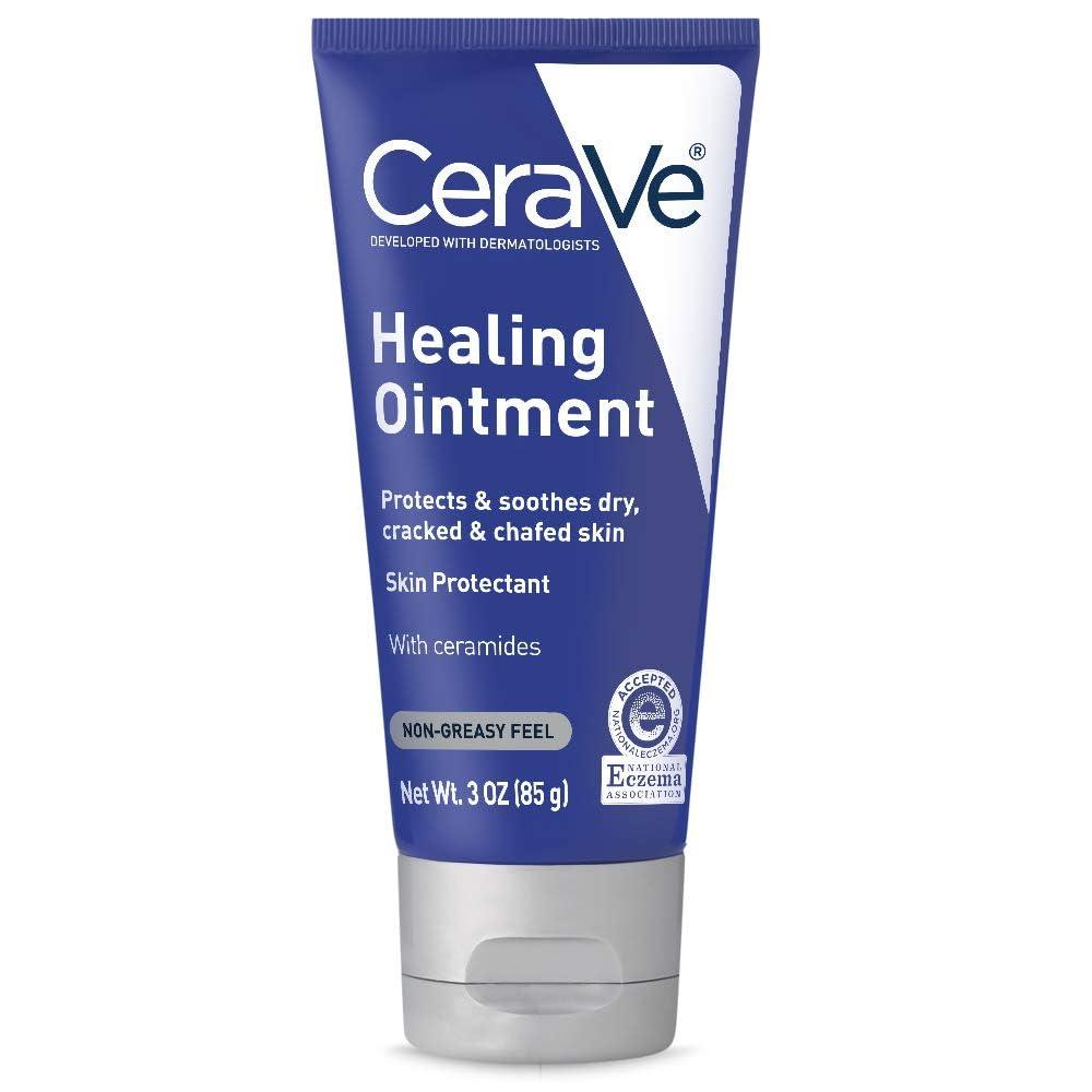 CeraVe Healing Ointment, Hydrating Skin Protectant With Petrolatum, Hyaluronic Acid & Ceramides, Face & Body Skin Barrier Repair For Cracked, Chafed, Dry Skin, Fragrance Free & Lanolin Free, 3 Oz (3 Ounce (Pack of 1))