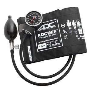ADC Adult Cuff Arm Aneroid Sphygmomanometer Unit 2-Tubes Black 1 Each