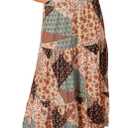 Happy Sailed Womens Floral Print Boho Maxi Skirt Elastic High Waist Pleated Ruffle Flowy Long Skirts (Orange, M)