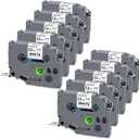 10-Pack TZe-231 TZe 12mm 0.47 Inch Laminated White Compatible for Brother TZe231 TZ-231 Label Tape Work with Ptouch PTD200 PTD202 PTD210 PTD600 PTD400 PTH100 PTH110 PT1280 Label Maker, Black on White