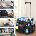 Ytonet Cleaning Caddy with Wheels, Large Rolling Cleaning Caddy Bag with Detachable Trolley for Housekeepers, Water Resistant Cleaner Supplies Organizer with Wheels for Kitchen, Car, Tool Organizer