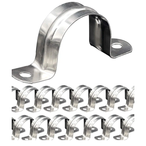 24 Pack M40 (1-1/2") Stainless Steel Rigid Pipe Strap, Heavy Duty Pipe Fasten Holder, with 2 Holes Cable U Bracket Clamp Hanger (1.57")