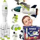 COOLDUCK Space Rocket Shuttle Toy Set, Spacecraft Airplane Toys for Kids with Lights & Sound & Astronaut Figures,Spaceship Toys Gift for Boys 3-5-8
