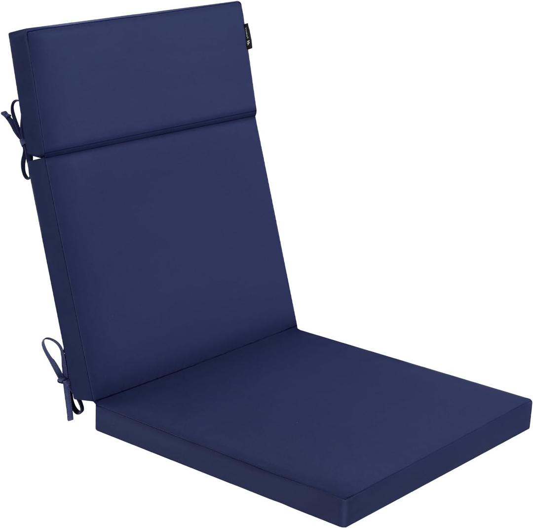 Favoyard Outdoor Chair Cushion 21 x 20 x 2 Inch Waterproof & Color Fade Resistant High Back Patio Furniture Cushion Replacement with Removable Cover, Ties and Hidden Zipper for Outdoor Dining Chairs (Seat 21x20x2 In + Back 21x24x2 In, Blue)