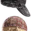 Fullsheild Reversible Welding Cap OneSize Flame Resistant Cotton Welder Hat Hood FR High Crown 2 pcs (Paisley Brown&black-2 Pack)