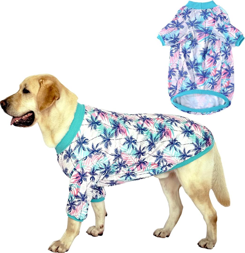 Dog T Shirts with White Coconut Tree Printed Pet Shirt Softable Pajamas for Large Dogs,Coconut Tree 3XL