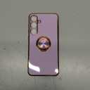 Dinick Purple for Samsung Galaxy S24+ Case with Ring Holder Kickstand [with Magnetic] Soft TPU Bumper, Glitter Gold Electroplated Cover Slim Thin Protective Phone Case for Galaxy S24 Plus