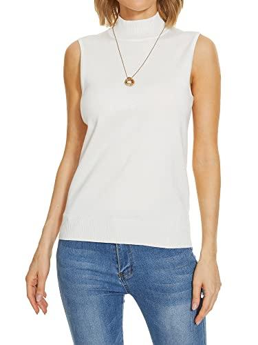 INKOFF Sleeveless Mock Neck Tops for Women Knit Sweater Turtleneck Soft Basic Vest Tank Lightweight Small