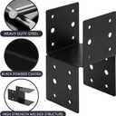 2PCS Black Caps Tie Bracket, Steel Post Anchor Connector, Mounting Joist Hanger Brackets for 4"x4" Wood Posts with Screws, for Deck