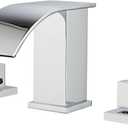 TapLong Waterfall Bathroom Faucets for Sink 3 Hole, Solid Brass 8 Inch Widespread Bathroom Sink Faucet 2-Handles, Polished Chrome Bathroom Faucet with Supply Lines, 02766 (Bent)