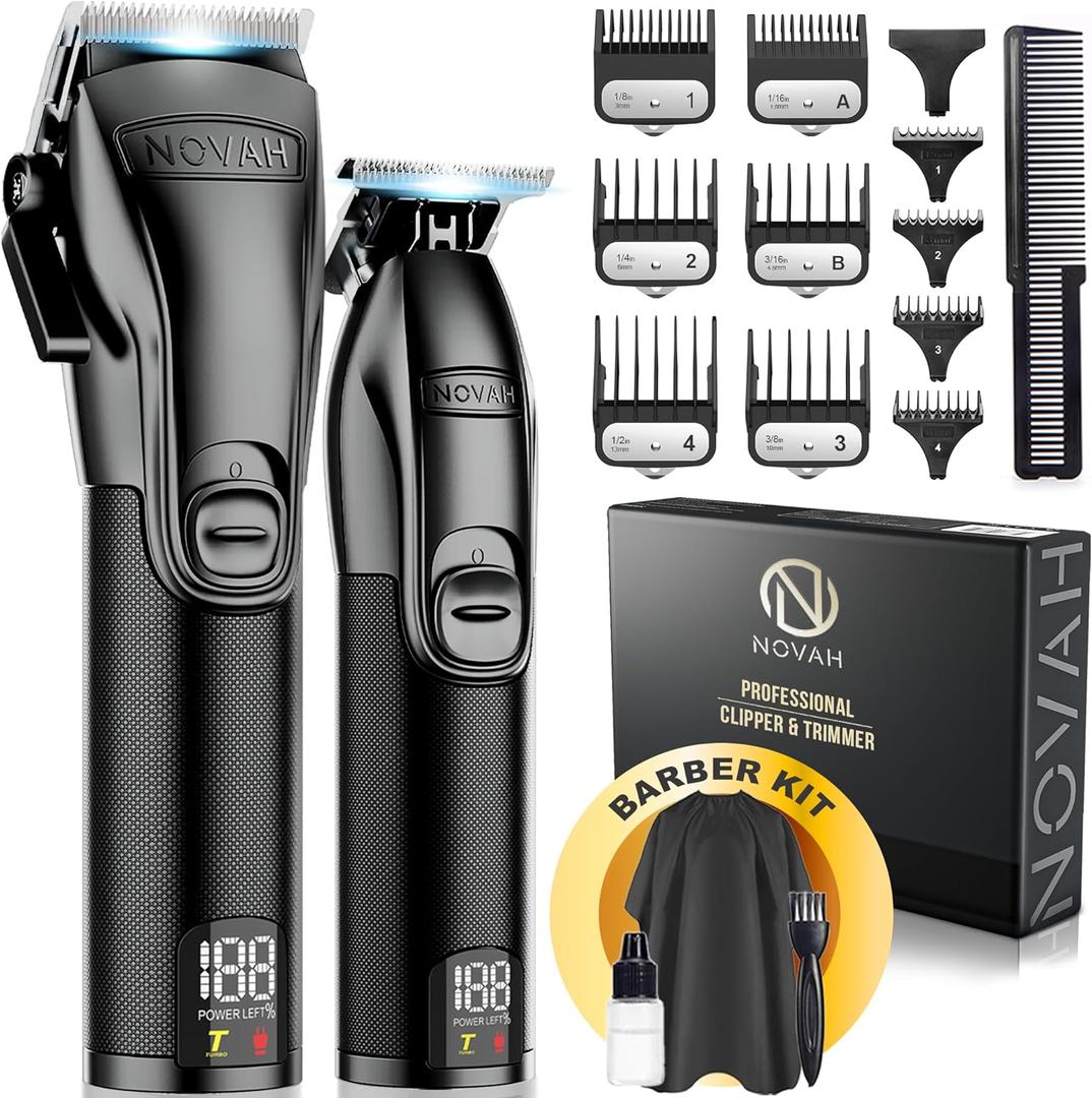 Novah Professional Hair Clippers for Men, Professional Barber Clippers and Trimmer Set, Mens Cordless Hair Clipper for Barbers Haircut Kit Fade Novah Professional Hair Clippers for Men, Professional Barber Clippers and Trimmer Set, Mens Cordless Hair Clipper for Barbers Haircut Kit Fade