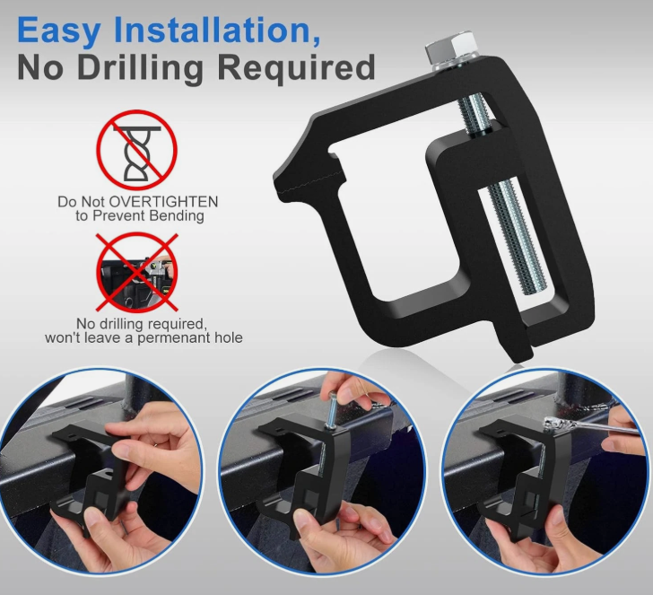 2pcs moveland Heavy Duty Camper Shell Clamps - Truck Topper Ladder Rack Clamps for Dodge Dakota Ram 1500 2500 3500, F150 F250, Titan, Tundra 