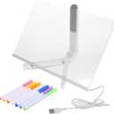 USB Luminous Writing Board - Clear Acrylic Erasable Message Board with 7 Colorful Markers for Home Office Party and Event Display