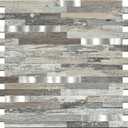 Midcard 10 Sheets Peel and Stick Backsplash PVC Wall Tile,for Kitchen Backsplash (Rectangular Distressed Silvery Moon)
