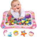 Infinno Tummy Time Water Mat for Babies, Baby Toys for 3 6 9 Months Girls and Boys Sensory Development, Great Gift Idea for Newborns (Pink)