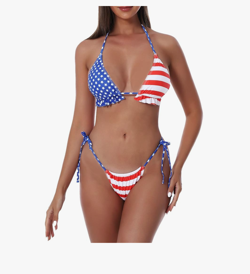 Bikinis Swimsuit Set for Women Swimwear Triangle Bathing Suit Tie String Thong, XS