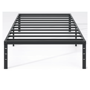 Metal Bed Frame,Twin Size Bed Frame with Storage Space,Heavy Duty Sturdy Mattress Foundation,Easy Assembly,No Box Spring Needed, Black,18 Inch,Twin