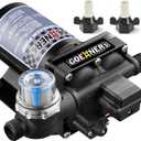 [Upgraded Version] RV Fresh Water Pump, 12V DC 6GPM 70PSI Self-Priming Diaphragm With Pressure Switch and Strainer for RV, Marine, Yacht, Caravan (6 GPM)