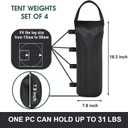 Eurmax USA 125LBS 4-Pack Universal Canopy Weights, Secure Wind Protection to Prevent Tipping, Easy Wrap-Around Installation Heavy Duty Sandbags (Without Sand), Fits All Instant Shelter Legs, Black