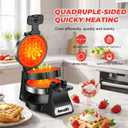 Waffle Maker, 1400W Belgian Waffle Maker, Double Waffle Iron 180 Flip, 8 Slices, Rotating & Nonstick Plates, Removable Drip Tray Easy to Clean, Locking Buckle & Cool Touch Handle, Stainless Steel