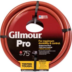 Gilmour Pro Commercial 3/4" x 75' Heavy Duty Water Hose, Durable and Kink Resistant 75 ft Garden Hose