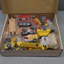 Lehoo Castle 68PCS Wooden Train Set - Toy Train Set for Toddlers 2-4, Wooden Train Track for Kids w/Crane, Railway Playset for 3 Year Old Boys Girls Birthday Gift